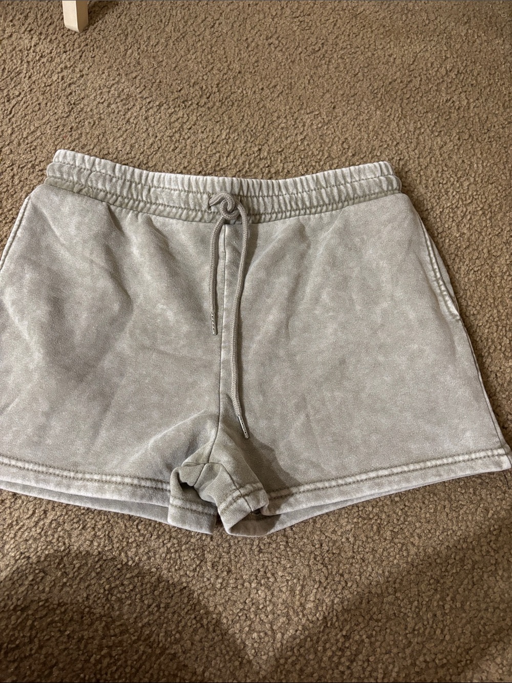 Womens Light Gray Fleece Drawstring Shorts